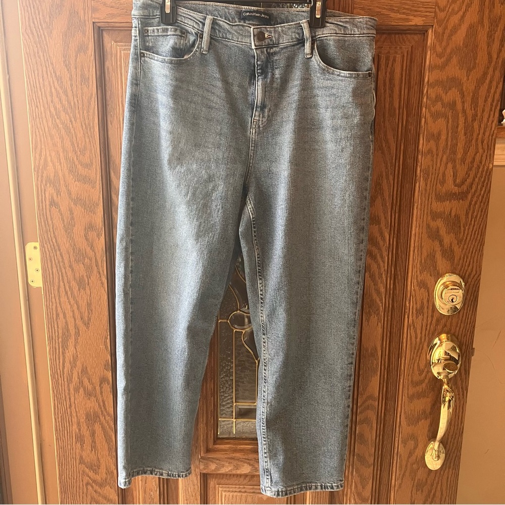 Calvin Klein Classic Blue Denim Jeans Size 16 Y2K Straight Leg High‎ Rise